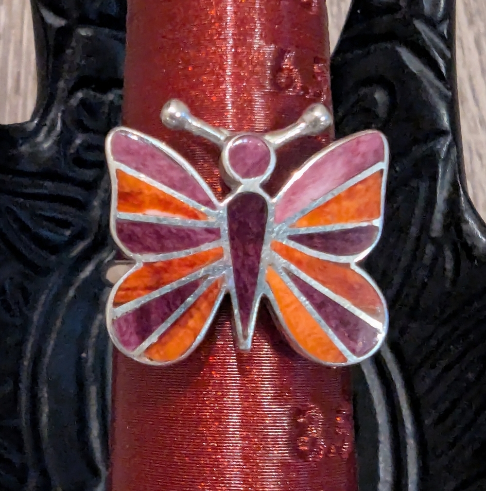 Peruvian Butterfly Shell Spiney Oyster Ring 950 Silver